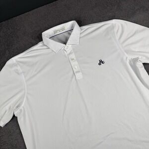 Holderness & Bourne Mens Polo Shirt Solid White 2XL Polyester Short Sleeve Golf